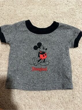 Disney Grey & Black Mickey Disneyland Tee with Red Accent